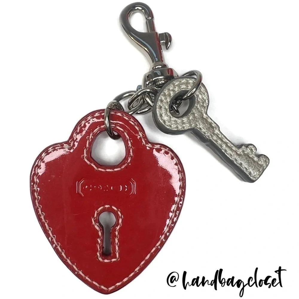 Coach Lock and Key Vintage Leather Keychain Key Charm